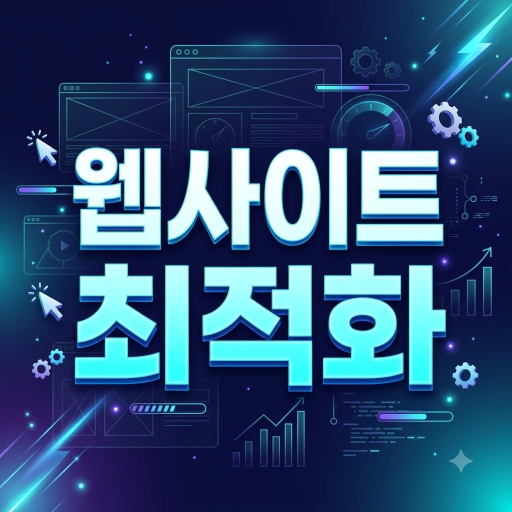 웹사이트 최적화 글자와 화면 그래픽이 있는 배너